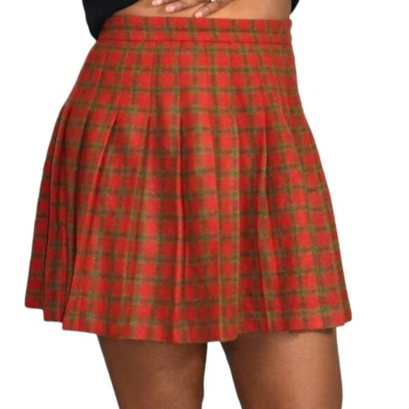 Vintage Abercrombie Plaid Skirt Red Tennis Pleated Mini Tartan Wool Size Small - Picture 11 of 16